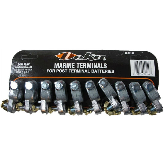 10 Pcs Deka Marine Top Post Battery Terminal Connectors 5/16 Zinc Wire Clamps