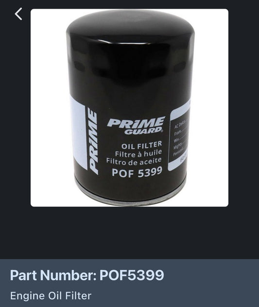 Primeguard oil filter POF 5399