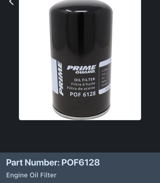 Primeguard oil filter POF6128