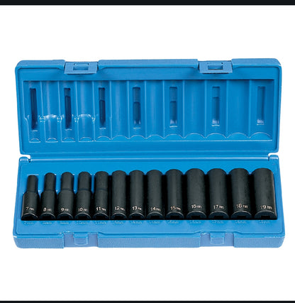 Grey Pneumatic *1213MD 13 pc 3/8in drive Deep Well 6 pt Metric Impact Socket Set
