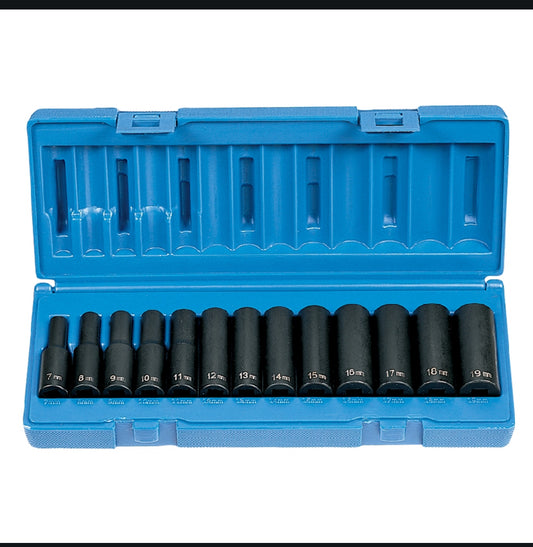 Grey Pneumatic *1213MD 13 pc 3/8in drive Deep Well 6 pt Metric Impact Socket Set