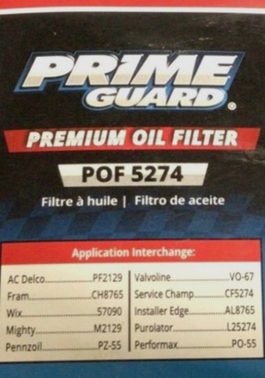 Primeguard oil filter POF 5274