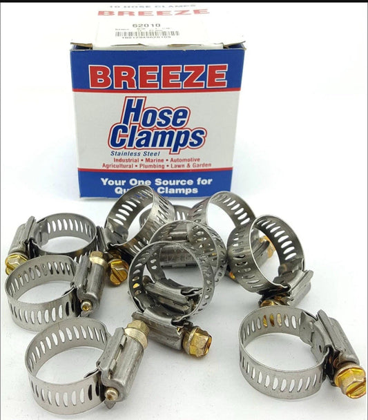 62010 Breeze Stainless Steel Hose Clamps, 9/16”-1 1/16”, 14-27mm