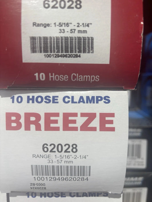 62028 Breeze Stainless Steel Hose 10 Clamps, 1 5/16”-2 1/4”, CC28