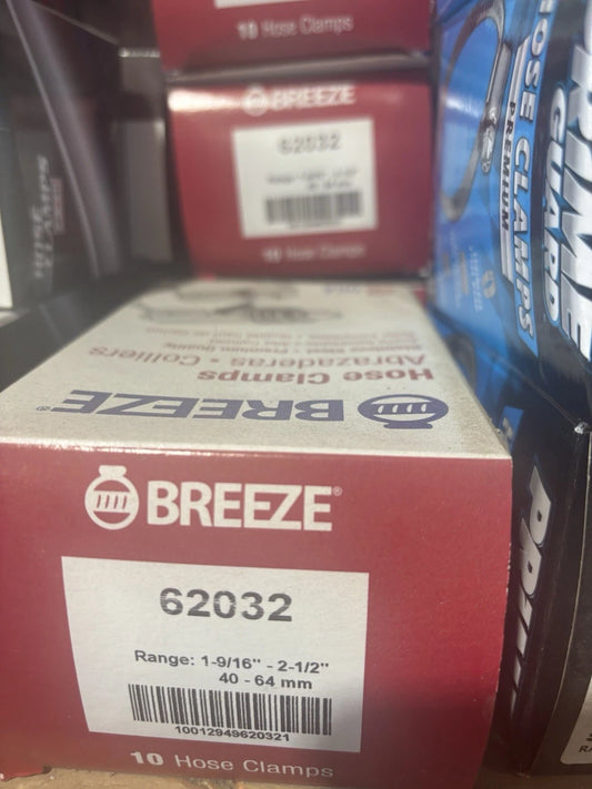 62032, CC32, Breeze Stainless Steel Hose Clamps, 1 9/16”-2 1/2”, 40-64mm
