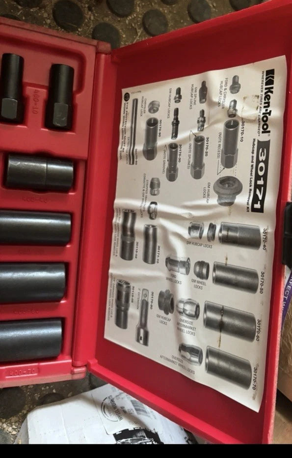 KenTool 1/2 Dr 13 Piece Wheel Lock And Wheel Cover Removal Kit, 30171