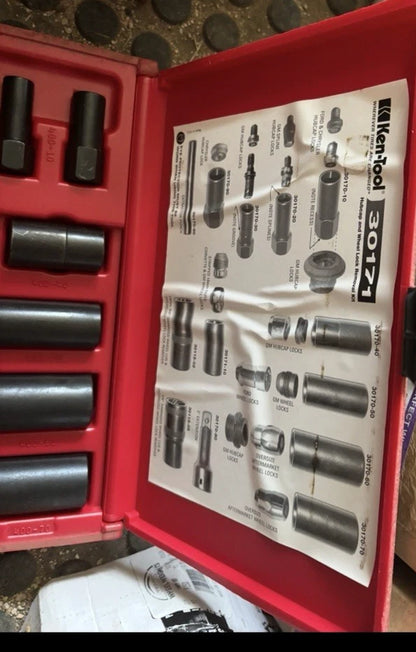 KenTool 1/2 Dr 13 Piece Wheel Lock And Wheel Cover Removal Kit, 30171